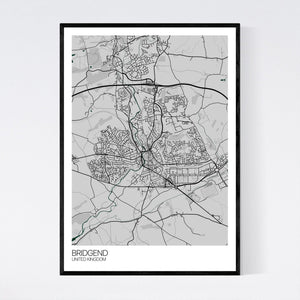 Bridgend City Map Print