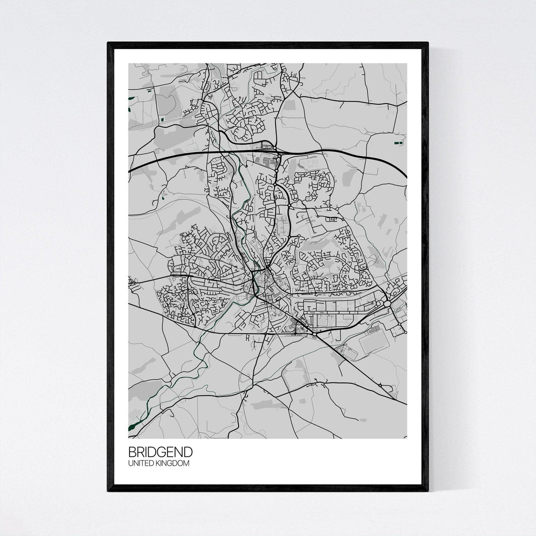 Bridgend City Map Print