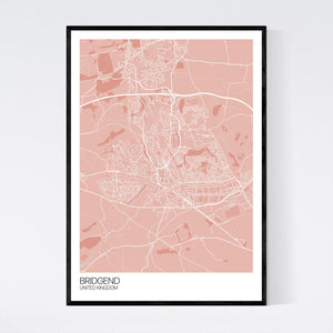 Bridgend City Map Print