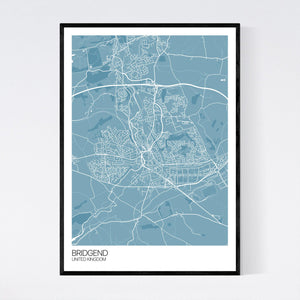 Bridgend City Map Print