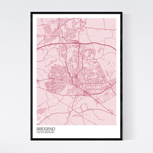 Bridgend City Map Print
