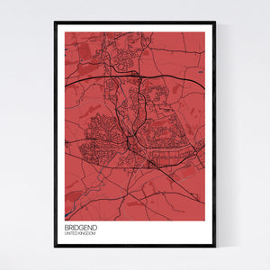 Bridgend City Map Print