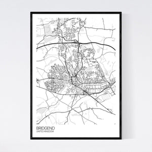 Bridgend City Map Print