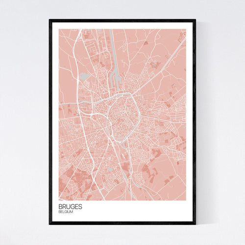 Map of Bruges, Belgium