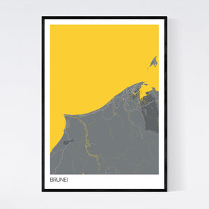 Brunei Country Map Print