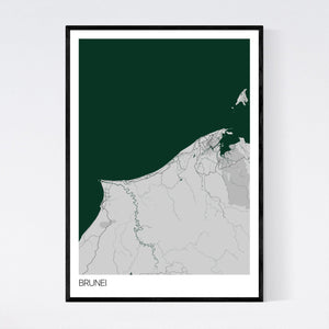 Brunei Country Map Print