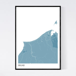 Brunei Country Map Print