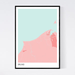 Brunei Country Map Print