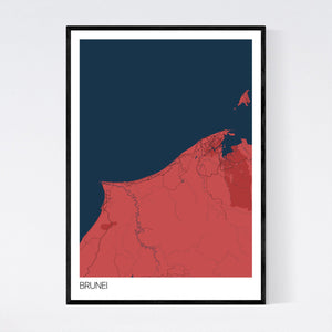 Brunei Country Map Print