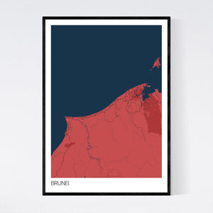 Brunei Country Map Print