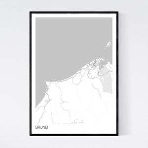 Brunei Country Map Print
