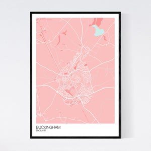 Buckingham Town Map Print