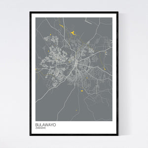 Bulawayo City Map Print