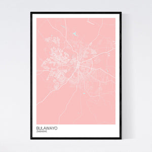Bulawayo City Map Print