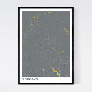 Burkina Faso Country Map Print