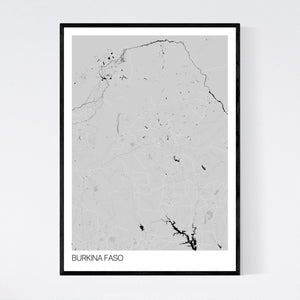 Burkina Faso Country Map Print