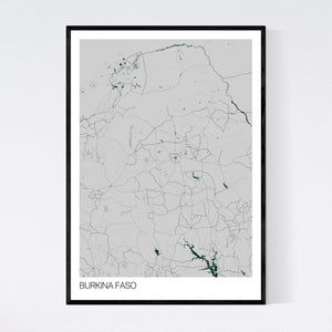 Burkina Faso Country Map Print