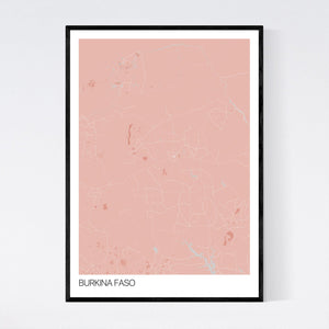 Burkina Faso Country Map Print