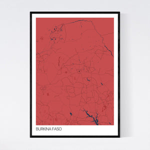Burkina Faso Country Map Print