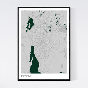 Burundi Country Map Print