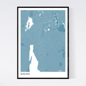 Burundi Country Map Print