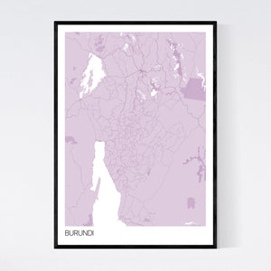 Burundi Country Map Print