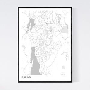Burundi Country Map Print