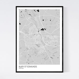 Bury St Edmunds Town Map Print