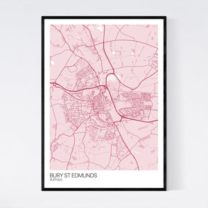 Bury St Edmunds Town Map Print