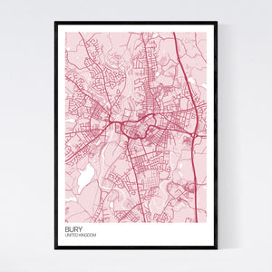 Bury City Map Print
