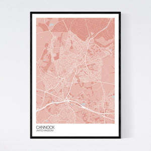 Cannock City Map Print