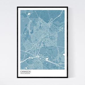Cannock City Map Print