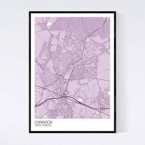 Cannock City Map Print