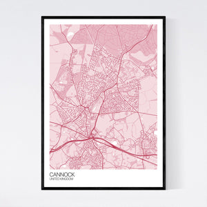 Cannock City Map Print