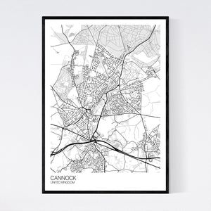 Cannock City Map Print
