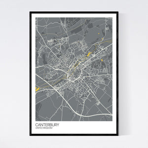 Canterbury City Map Print