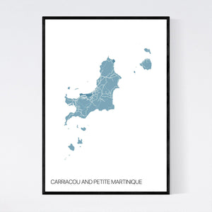 Carriacou and Petite Martinique Island Map Print
