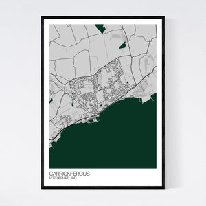 Carrickfergus Town Map Print