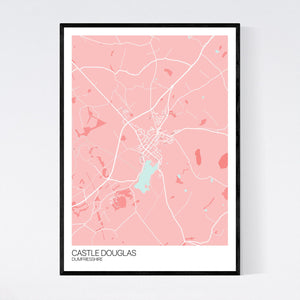 Castle Douglas Town Map Print