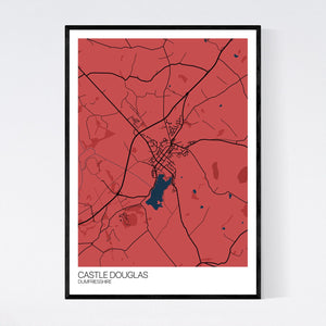 Castle Douglas Town Map Print