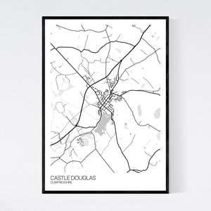 Castle Douglas Town Map Print