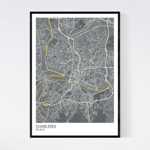 Charleroi City Map Print