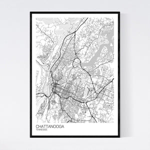 Chattanooga City Map Print