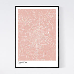Chengdu City Map Print