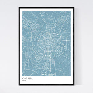 Chengdu City Map Print