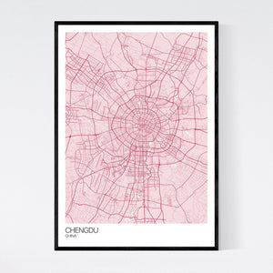 Chengdu City Map Print