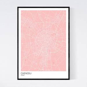 Chengdu City Map Print