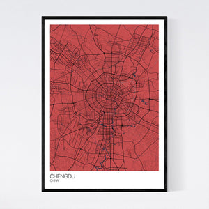 Chengdu City Map Print
