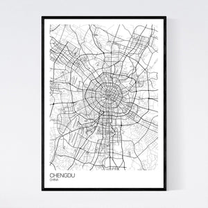 Chengdu City Map Print