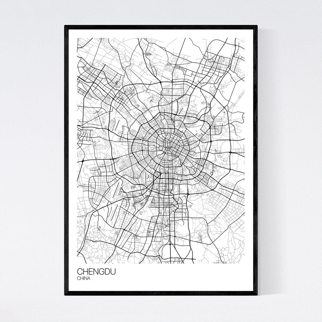 Chengdu City Map Print